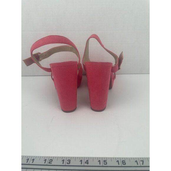 Anne Klein Pink Suede Platform Heels Strappy Open Toe Sandals Sz 7.5 Barbiecore - Picture 4 of 13